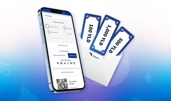 Yield App「推薦計劃」上線！邀請人與被邀請人 齊賺高達 1,000 YLD 的獎勵
