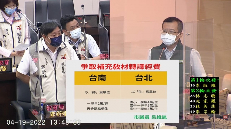 南市議員呂維胤爭取提升視障生教材轉譯經費