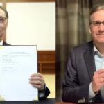 慈濟與聯合國兒童基金會簽署合作備忘錄,由慈濟慈善事業基金會執行長顏博文(左)、聯合國兒童基金會美國辦事處執行長Michael Nyenhuis(右)代表簽訂。(圖為慈濟基金會提供)