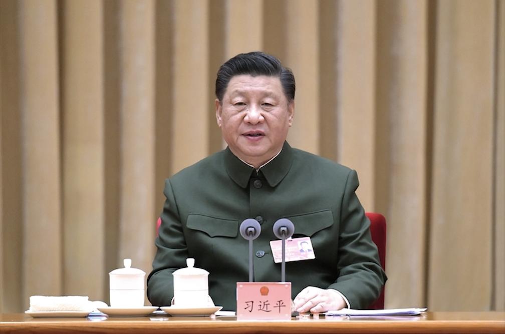 圖為3月7日下午，中共中央總書記、國家主席、中央軍委主席習近平出席十三屆全國人大五次會議解放軍和武警部隊代表團全體會議並發表講話。