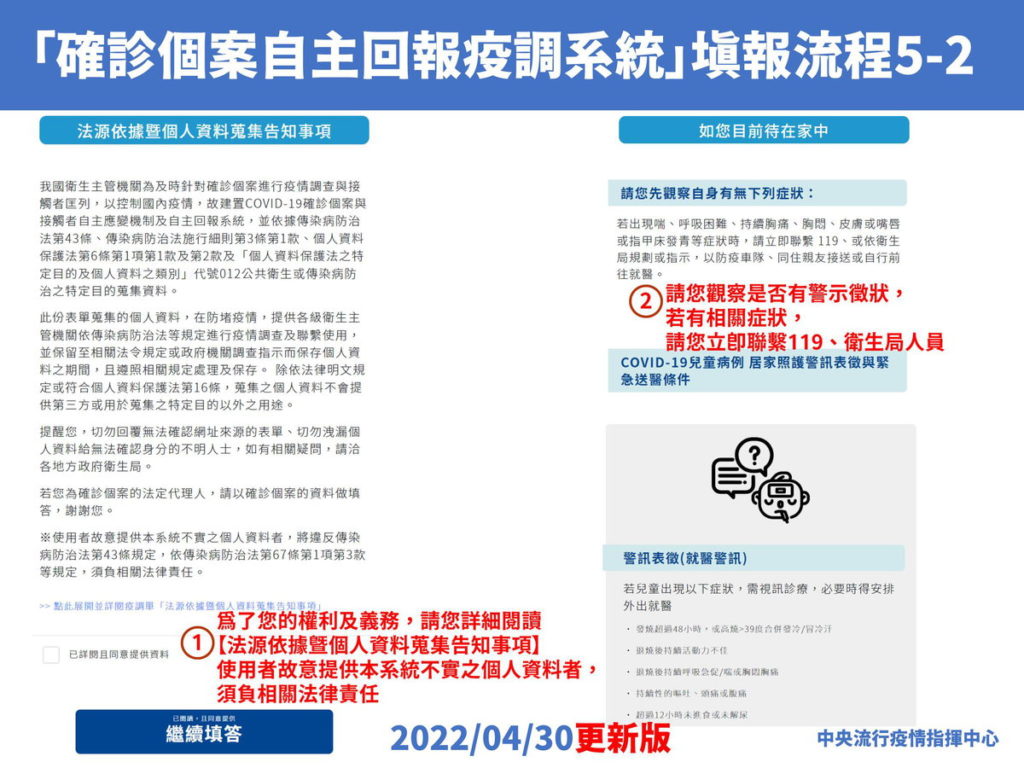 確診個案自主回報疫調系統_說明