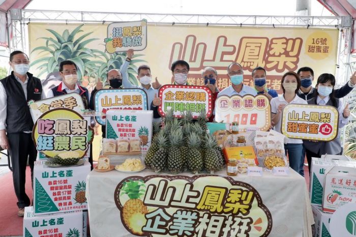南市府媒合企業認購山上區「甜蜜蜜鳳梨」 千箱助公益