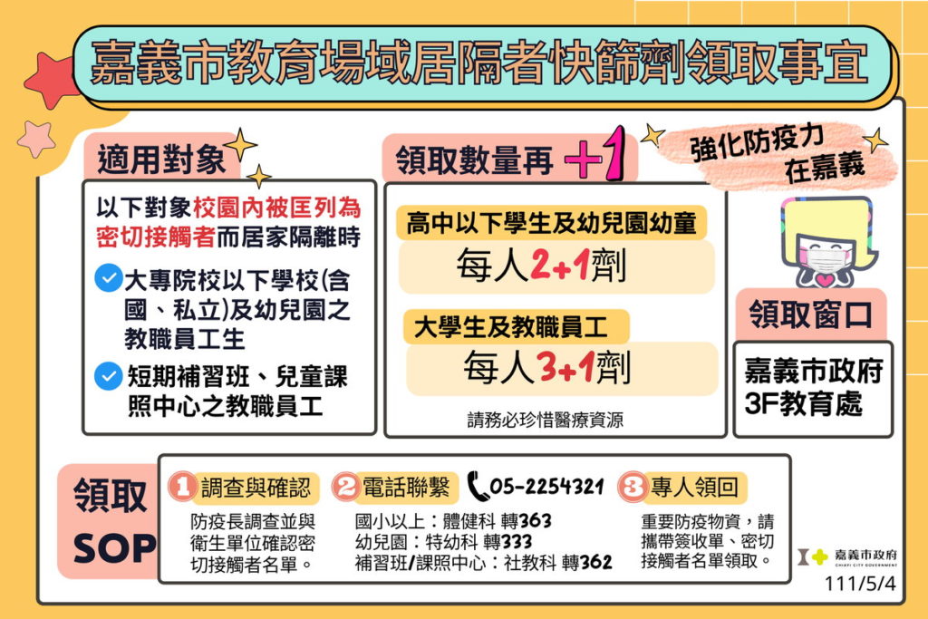 嘉義市校園居隔者快篩試劑