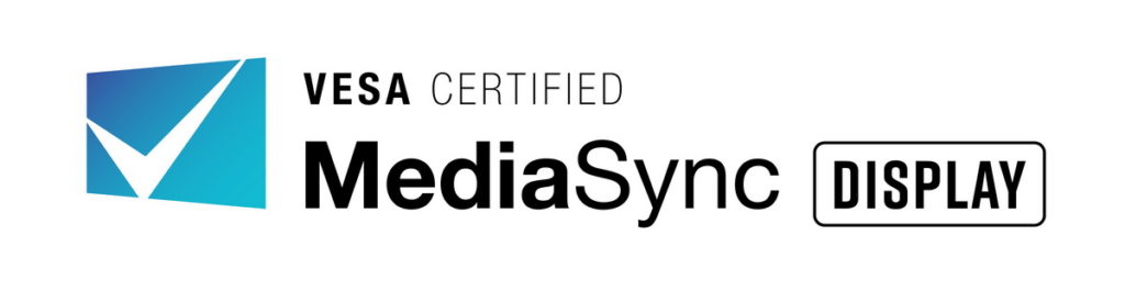 VESA認證的MediaSync Display標章是專為支援所有國際廣播視訊格式的無抖動媒體播放顯示器而設計,由於標章的產品認證重點在於顯示器不會出現抖動而非高畫面更新率,因此沒有提供效能層級