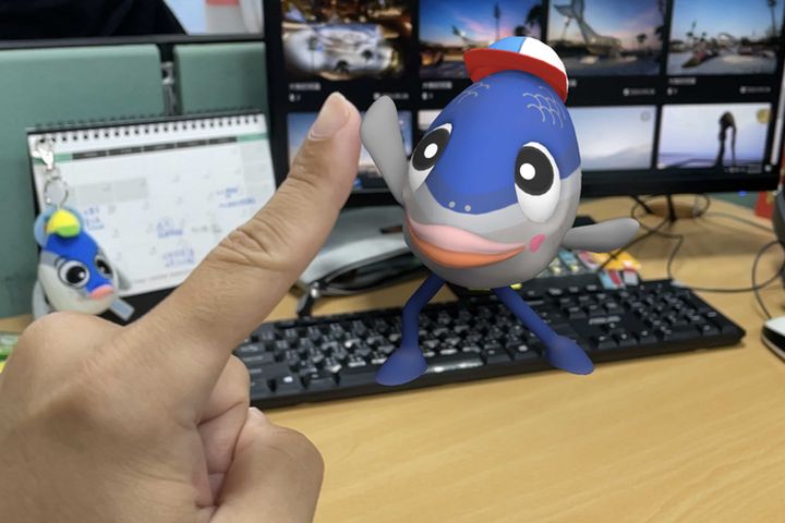 在家跟台南吉祥物魚頭君擊掌也可以。 圖:臺南市政府觀光旅遊局/提供