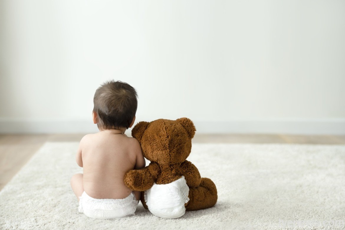 baby teddy bear rear view with design space
