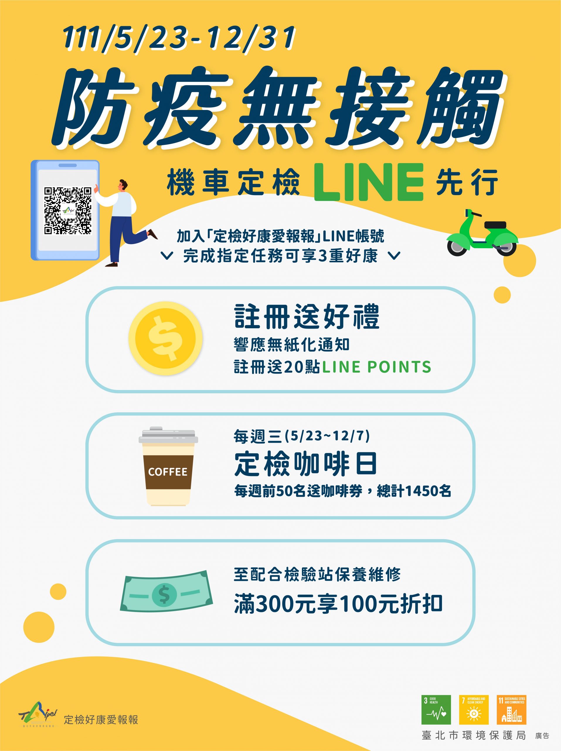 註冊機車定檢LINE通知 P幣咖啡折扣三重送