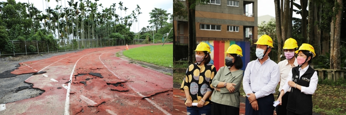 嘉義縣長翁章梁視察中埔國中PU跑道整建工程