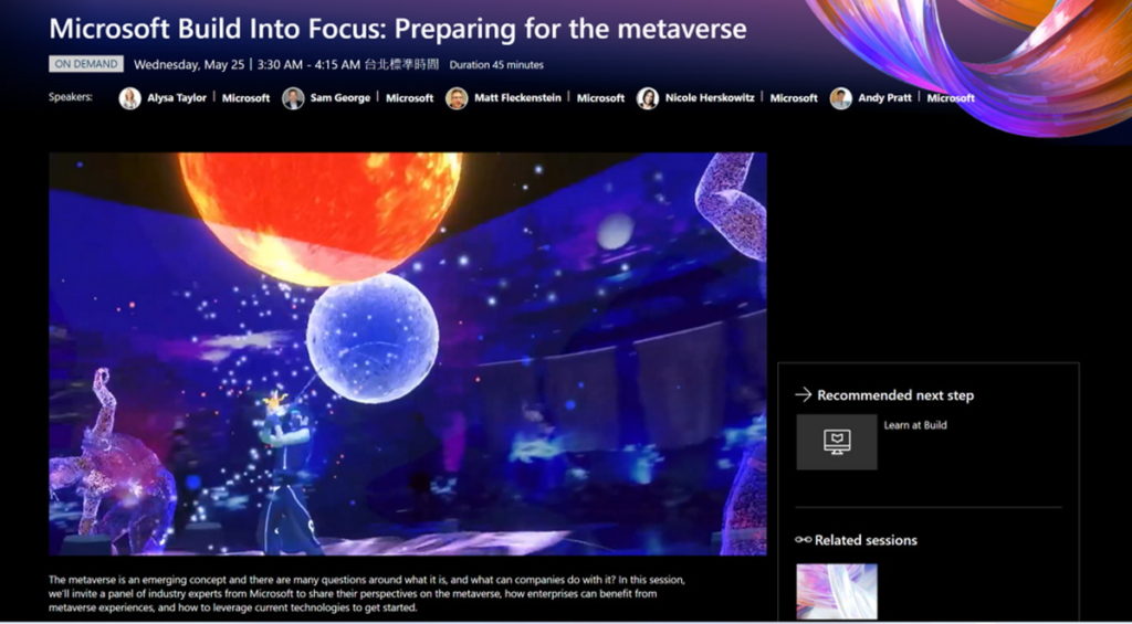 大會於Into Focus Preparing for the metaverse單元中展示台灣夢想動畫打造夢境現實混合實境沉浸式場域,帶來多維度、多層次的新型態互動式娛樂體驗,為文化娛樂產業開創新的商業模式。