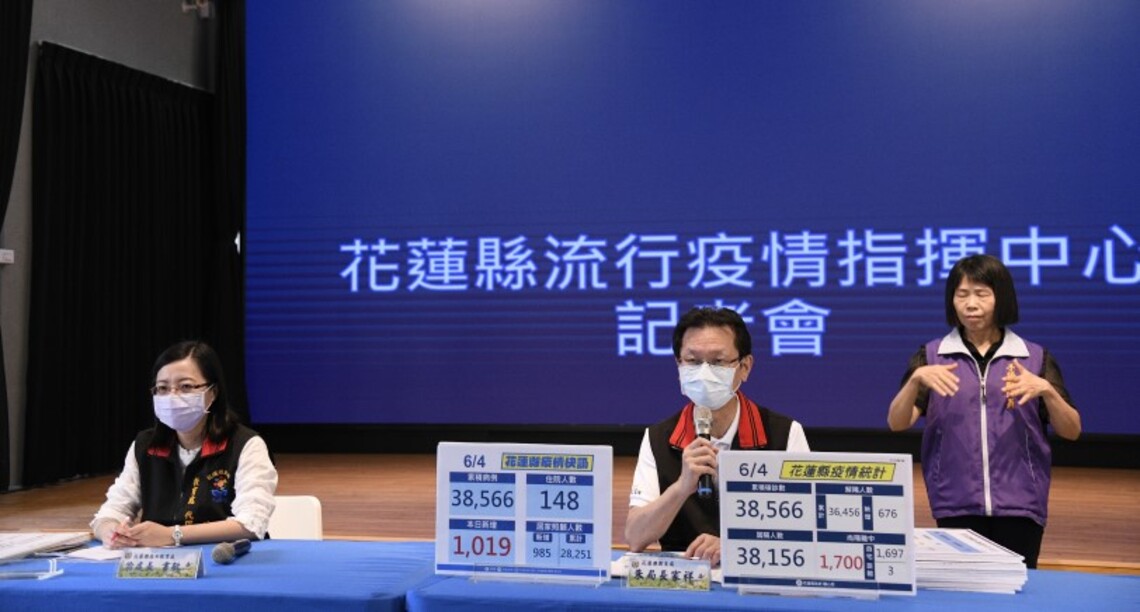 花蓮縣確診人數新增1019例 6/6起將免費發放高中以下學生4劑快篩試劑