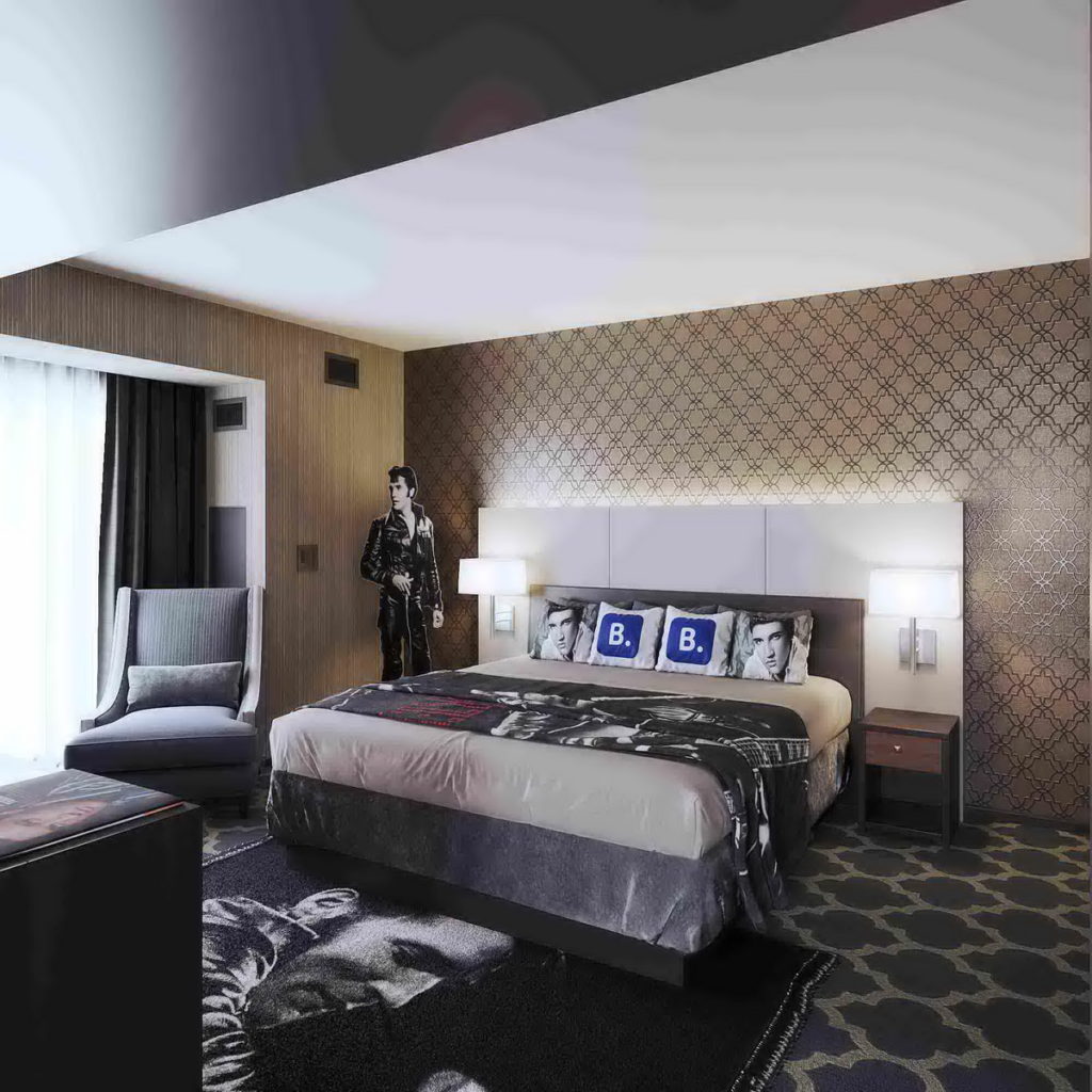 參與Booking.com「貓王體驗」的旅人，將入住豪華閃耀的貓王主題套房，享受VIP等級待遇。(圖片由Booking.com提供)