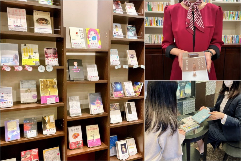 左：每層樓的選書主題皆不同，整座飯店就像是一座圖書館。右：可由工作人員來推薦適合旅客閱讀的書籍。（圖片來源： ©BOOK HOTEL JIMBOCHO）