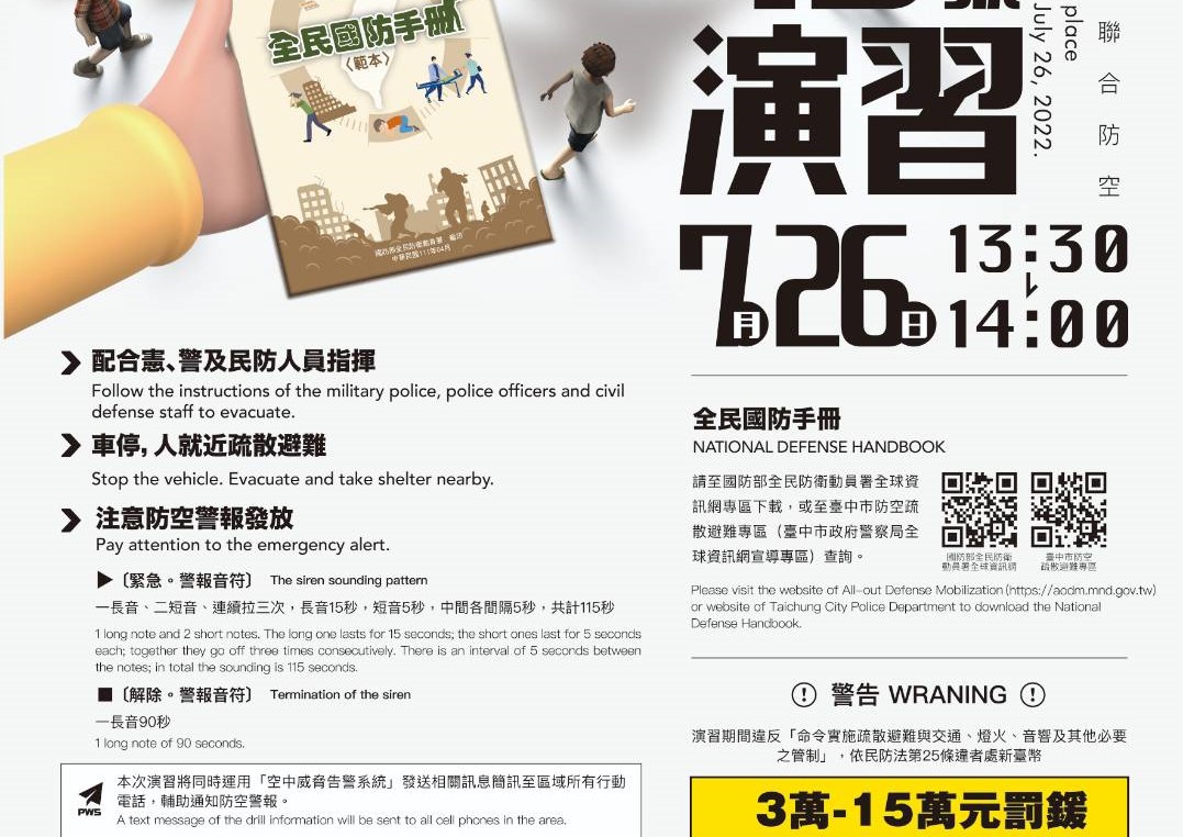 ▲演習時，所有行人車輛須接受憲警人員引導，逕行防空疏散避難    (圖/台中豐原分局 提供)