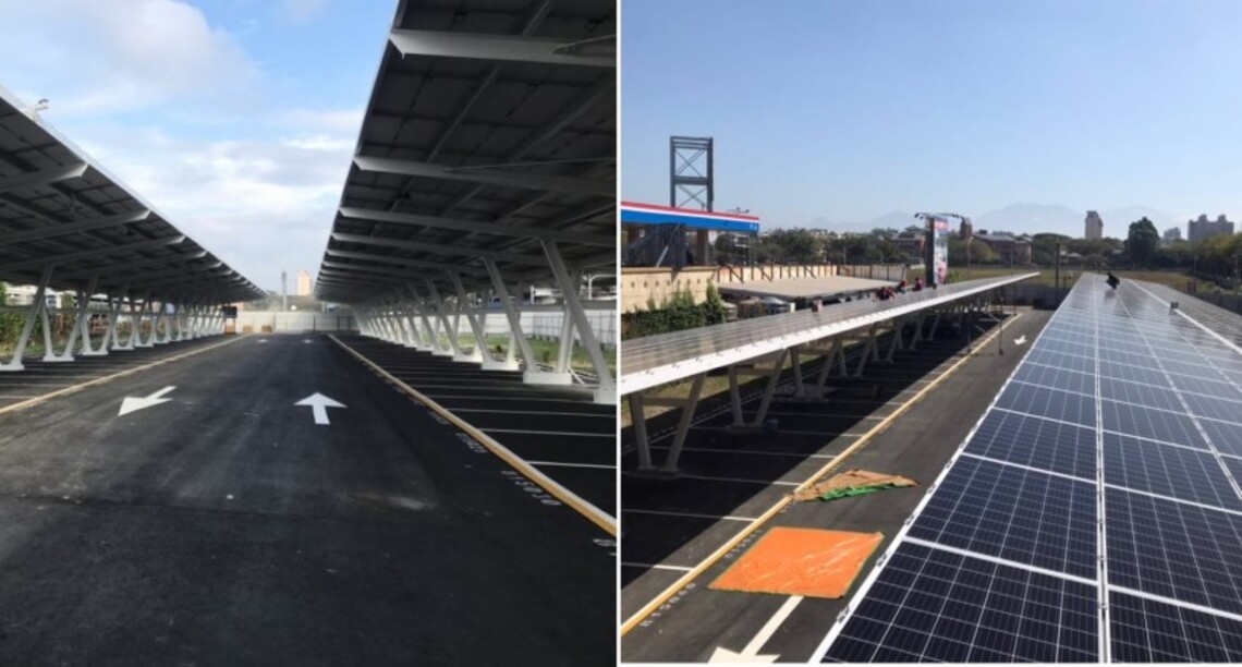 鳳頂停車場發電停車一把罩 綠能減碳又遮陽