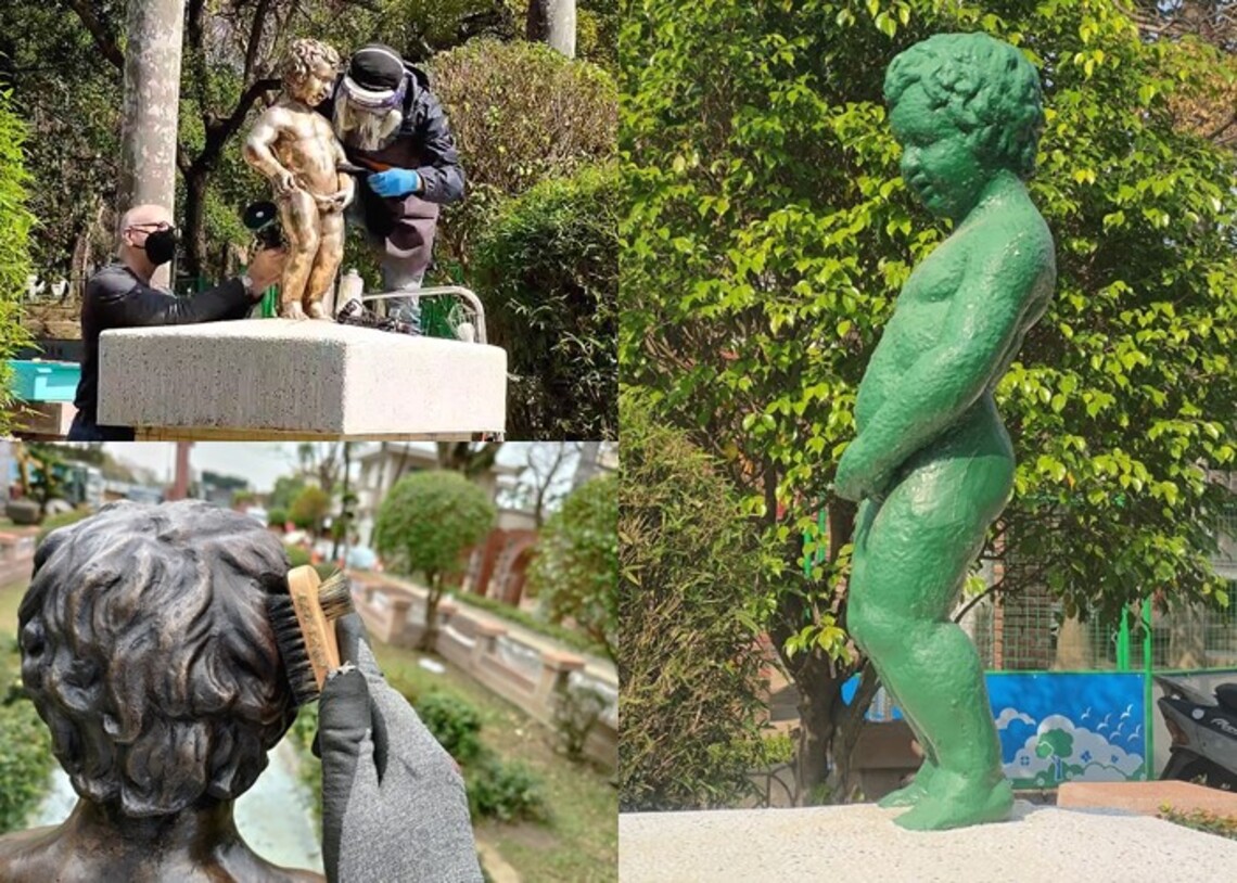 嘉義公園尿尿小童恢復昔日原貌 修復師擦亮歷史痕跡 精細工法首曝光