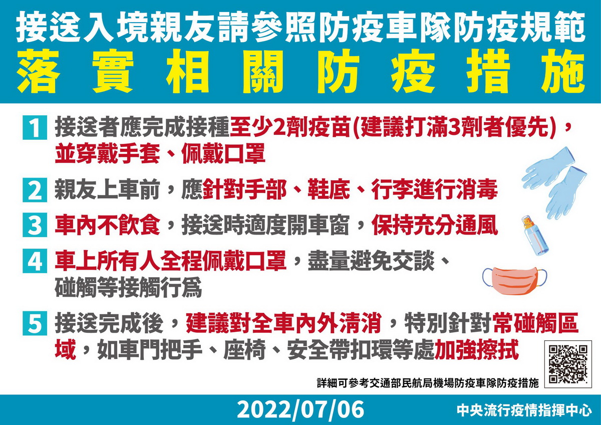 接送入境親友請參照防疫車隊防疫規範