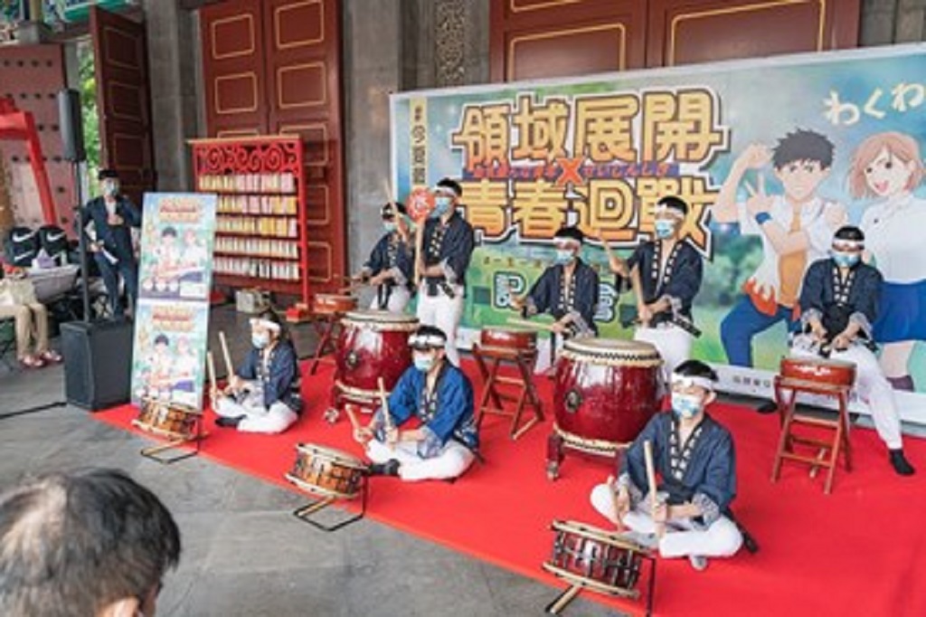 圖片說明:台中市111年祈福成年禮活動宣傳記者會豆志太鼓團帶來氣勢磅礡的精采表演。(記者謝榮浤翻攝)