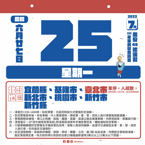 北部萬安演習將於今日1點30分舉行!6大重點了解如何疏散避難