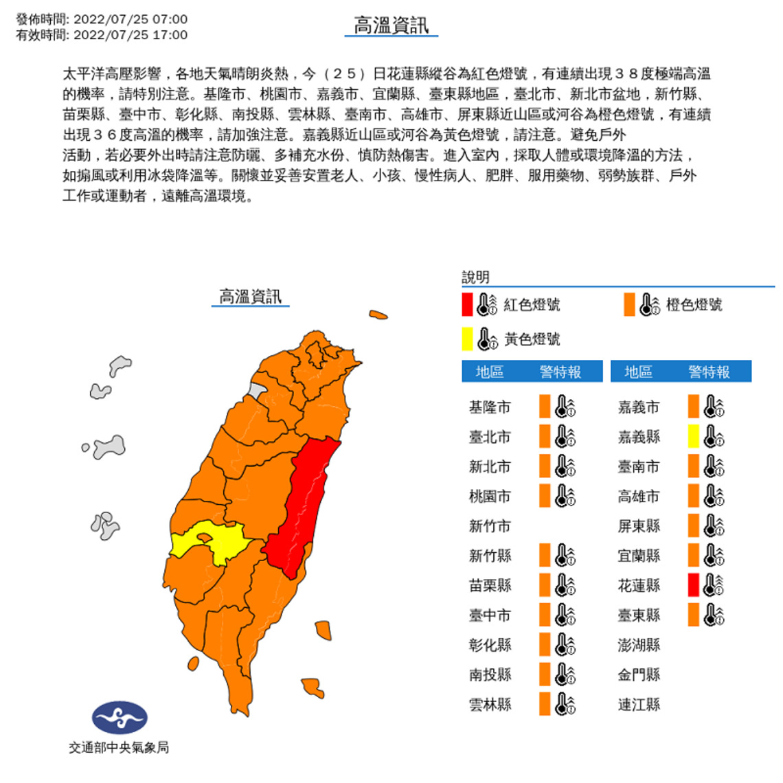 晴朗炎熱補水防曬     山區午後雷陣雨增