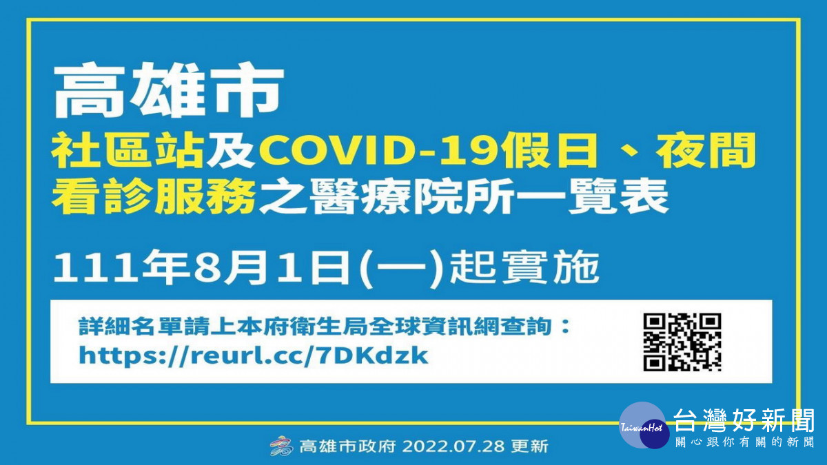 ▲高市8月1日起，調整社區站及合約院所看診時段。