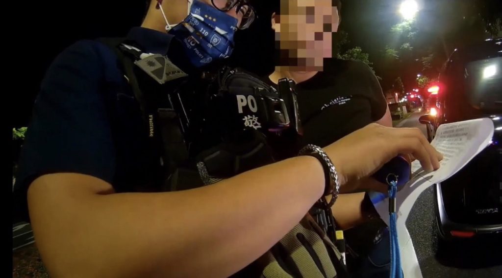 員警宣讀拒絕接受酒精測試相關法律效果