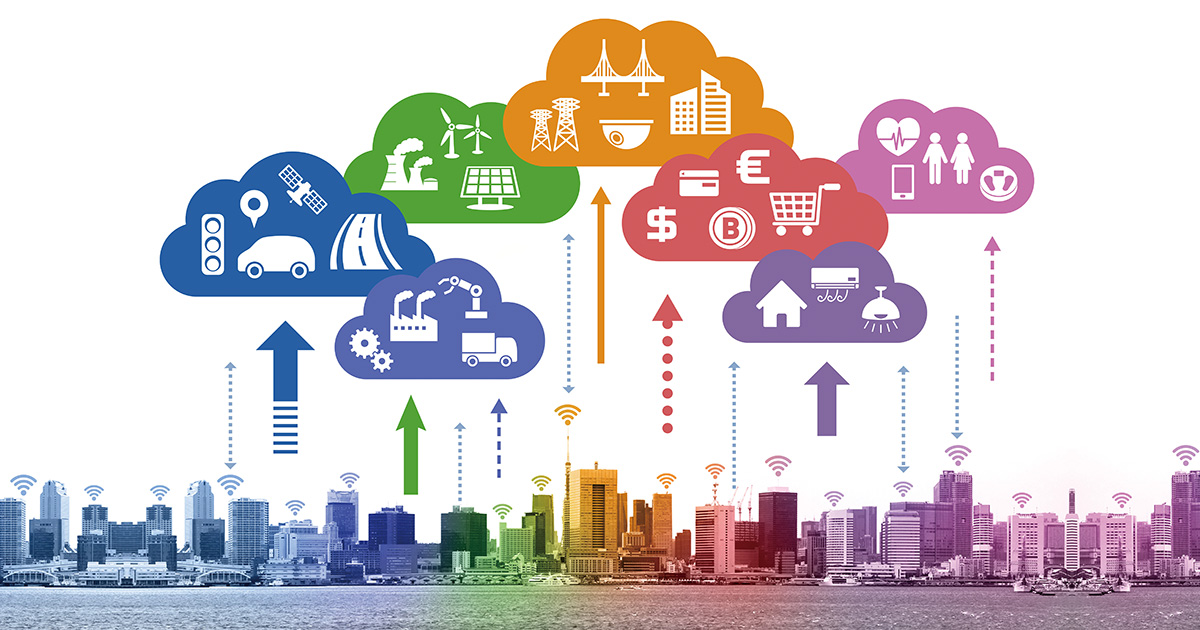 Internet of Things and Cloud Computing concept. Smart City.