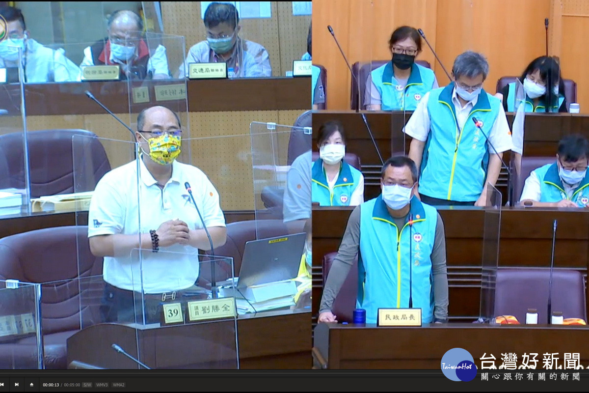 針對蘆竹區等5個市民活動中心,桃園市議員劉勝全於議事堂上提出質詢。