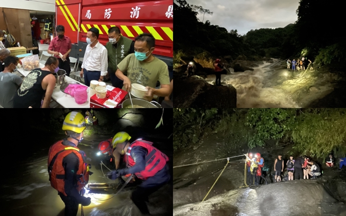 嘉義縣葫蘆谷 受困17人均獲救 縣長翁章梁親至中埔分隊關心