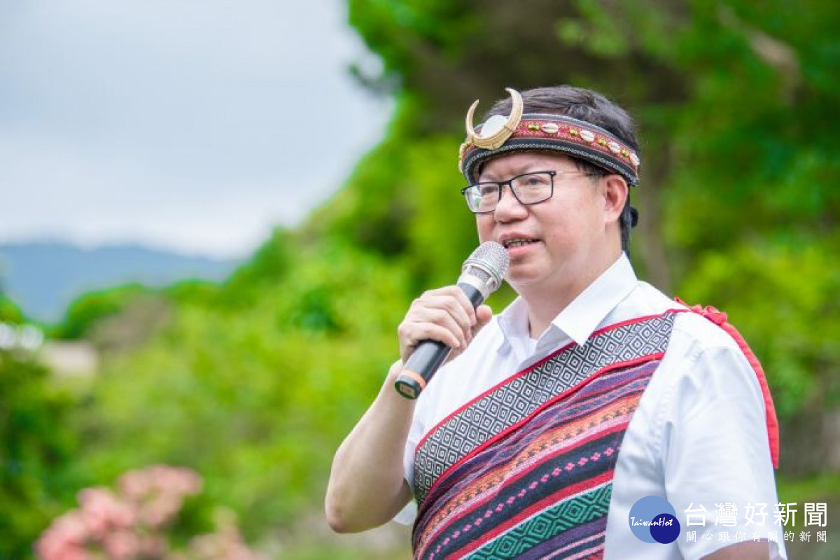 鄭市長致詞歡迎駐台使節及其家人,盼促進與南島語系國家之間的交流與瞭解,並推廣桃園的原民文化。