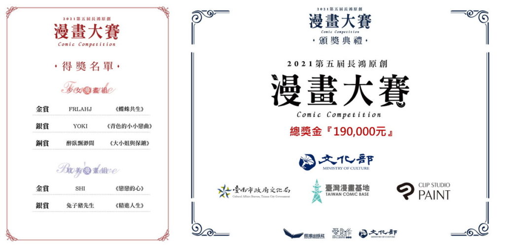 ▲得獎者名單及贊助者名單