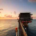 offshore drilling rig on body of water