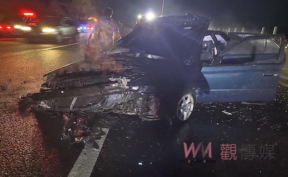 國三新化段火燒車 酒駕追撞前車釀禍