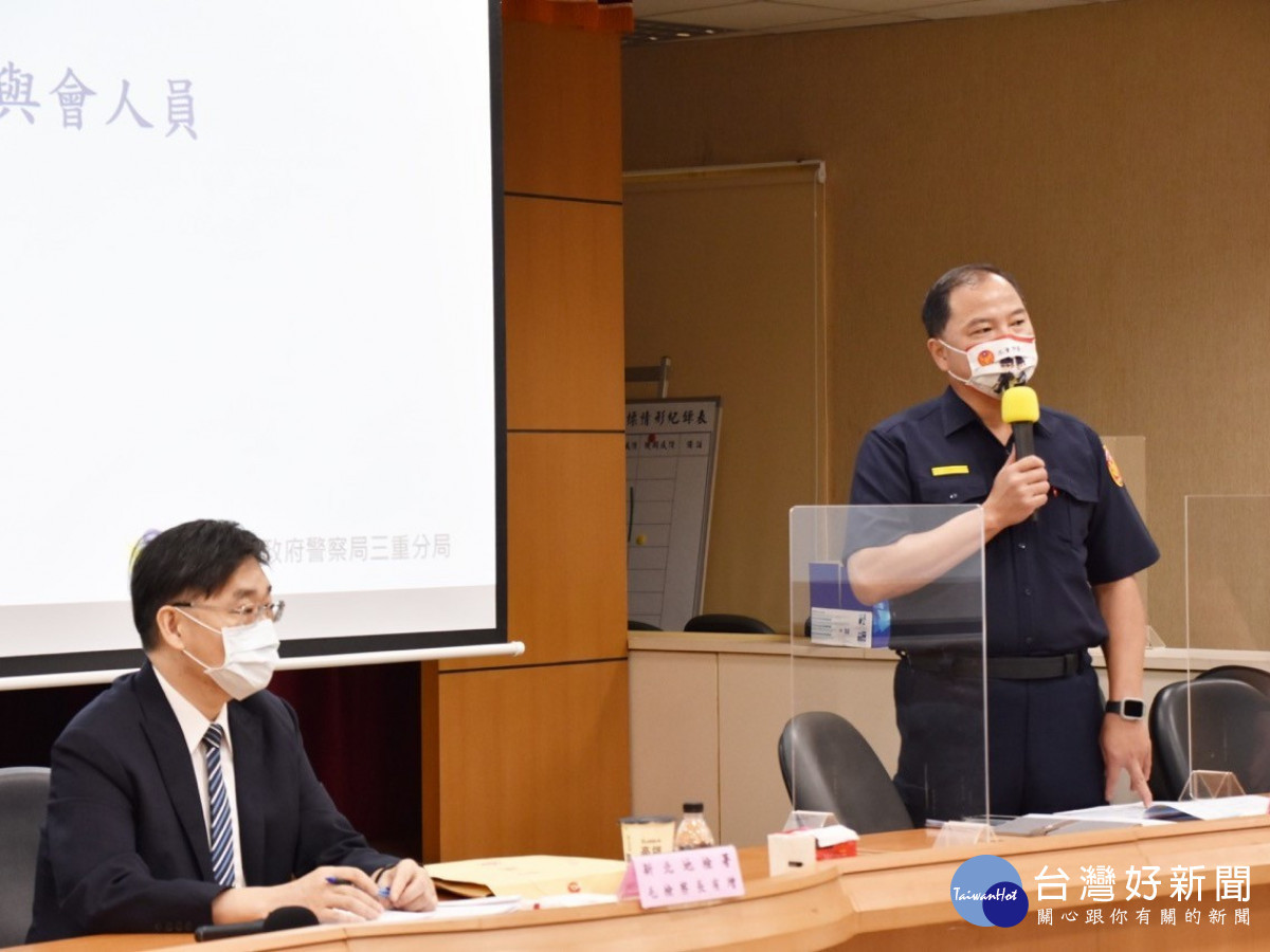 新北檢察長毛有增今(18)日親率主任檢察官洪三峯及檢察官王聖涵三重警分局查賄制暴工作任務協調會