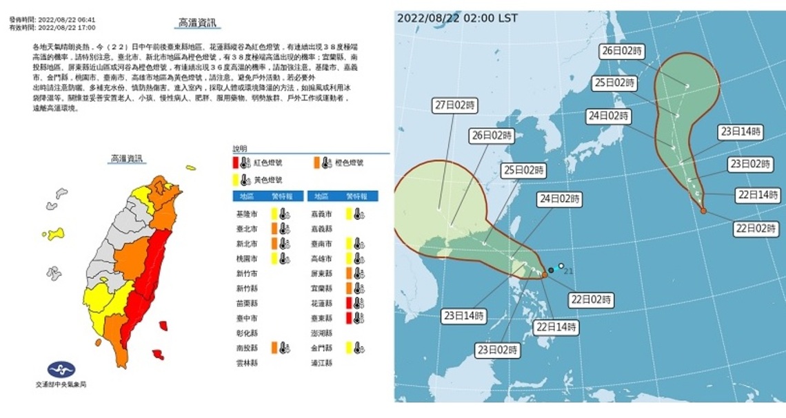 高溫炎熱、慎防熱傷害   午後山區局部雷陣雨