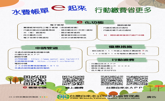 自來水公司E帳單真好康 越早辦省越多
