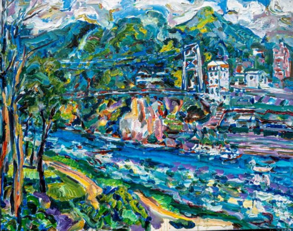 廖繼英〈新店碧潭風光〉90x72.5cm 油畫 2022