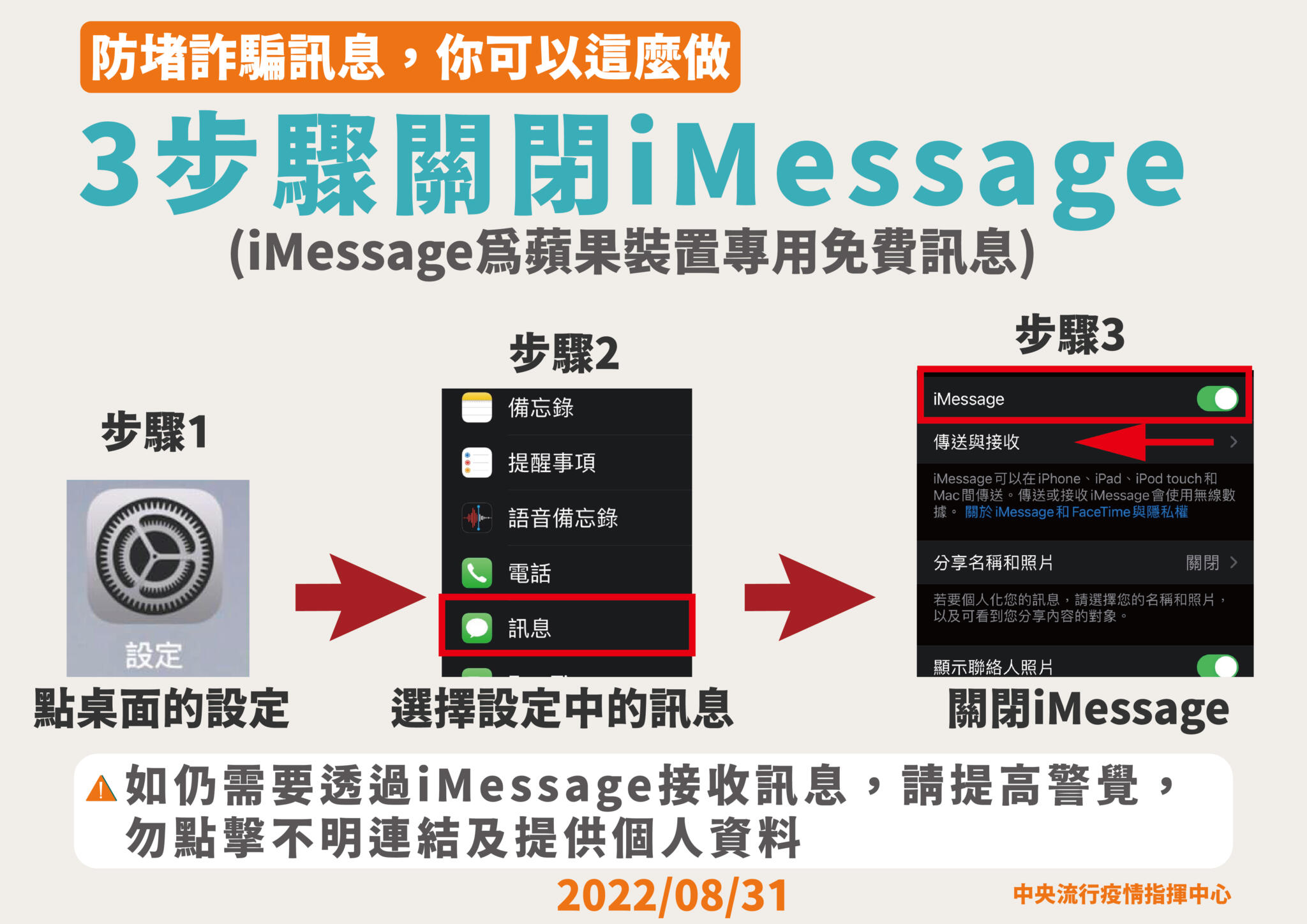 8 0830 3步驟關閉iMessage