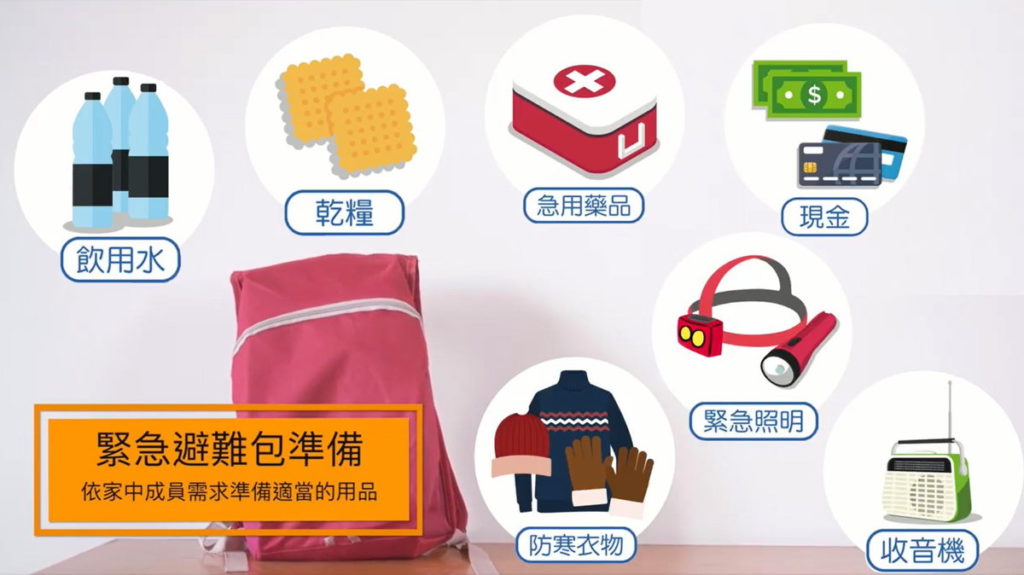 防災包中必備物品