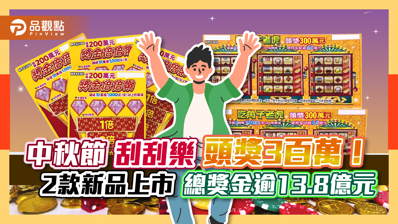 中秋刮刮樂來囉!總獎金逾13.8億元 「吃角子老虎」頭獎300萬 |財經