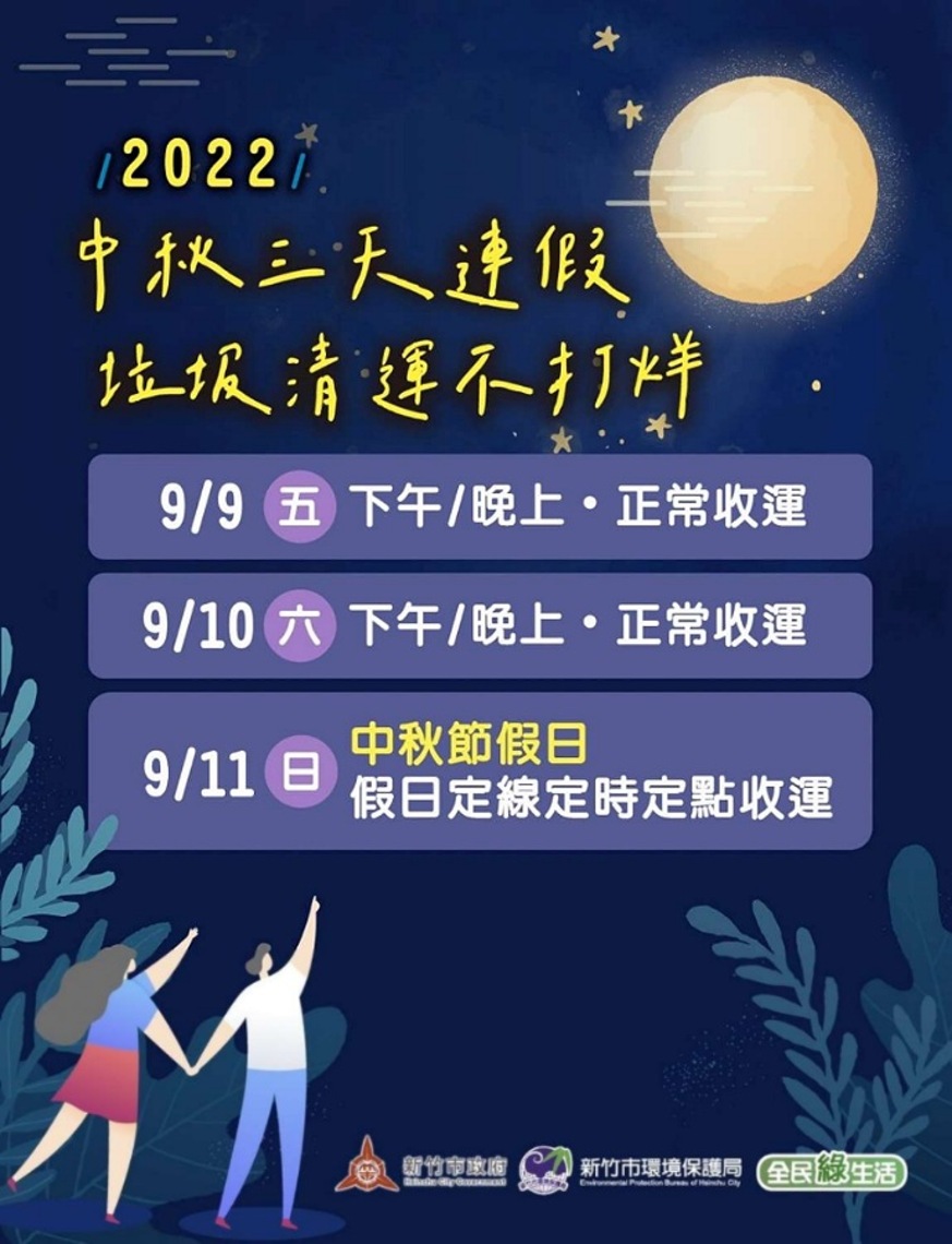 中秋節三天連假 新竹市垃圾清運不打烊