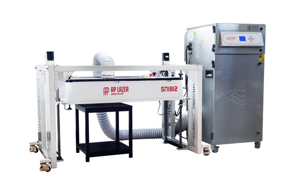 AP Lazer SN1812LR with a Purex fume extractor can directly engrave a tabletop.