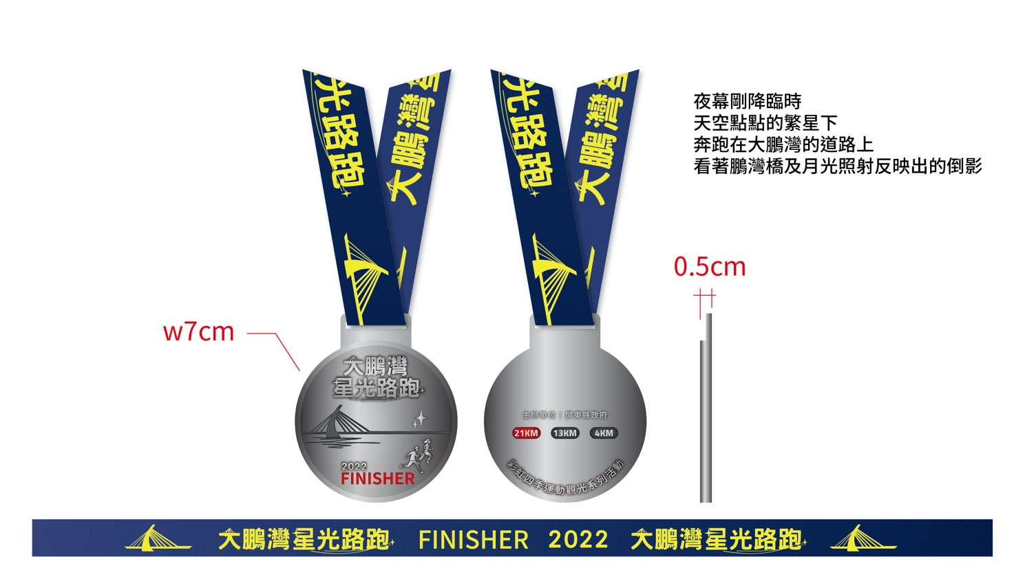 「2022彩虹四季運動觀光系列活動-大鵬灣星光路跑」獎牌設計(圖片來源:LAVA台灣鐵人三項公司)