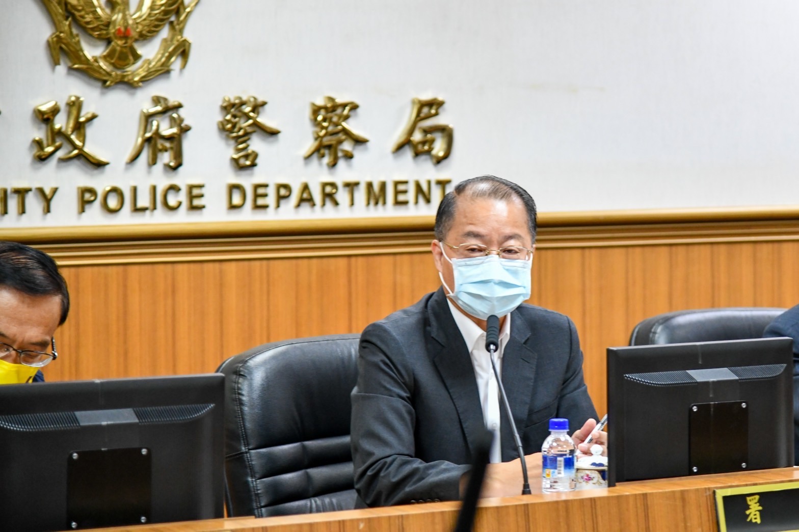圖片說明:警政署長黃明昭出席新北市政府警察局「選舉治安維護及查賄制暴工作座談會議」。(記者戴昱弘翻攝)