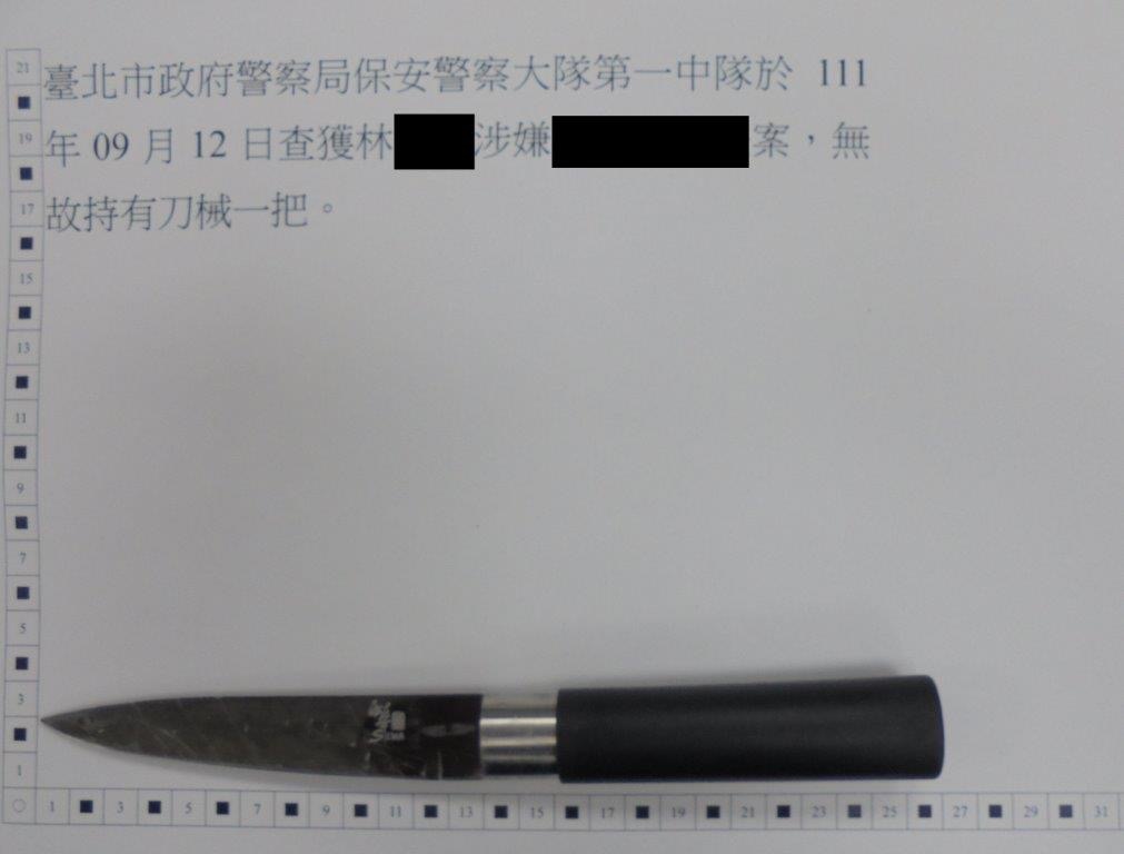 查獲尖刀1把
