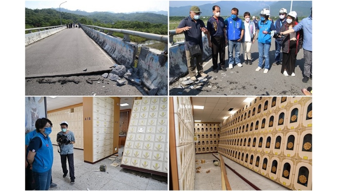 0917地震 縣長饒慶鈴上午現勘鹿野寶華橋及納骨塔災情 呼籲鄉親持續保持警戒