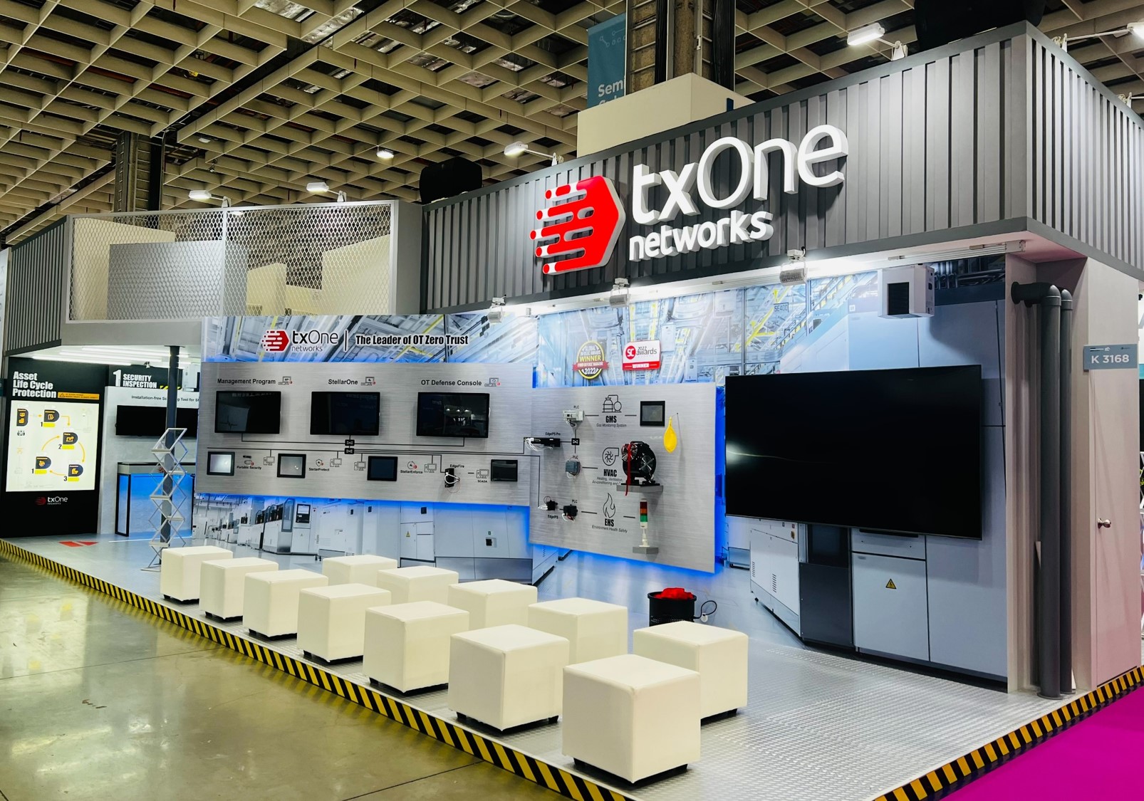 【圖說一】TXOne Networks（睿控網安）於9月14日至16日在SEMICON Taiwan 2022國際半導體展攤位K3168展示半導體供應鏈資安攻防現況以及趨勢洞察。