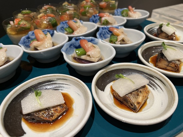 秋刀魚甘露煮(前)、蘭花蚌茄子冷制(後).JPG.jpg