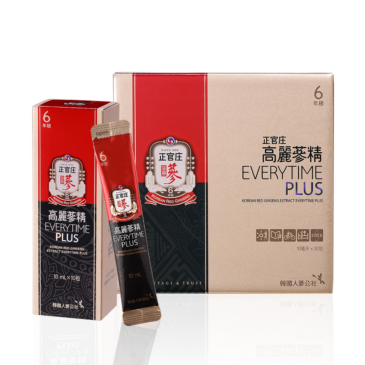 正官庄經典明星商品，含嚴選6年根高麗蔘是現代人補氣補力好幫手「高麗蔘精EVERYTIME PLUS」30入NT$3,135元