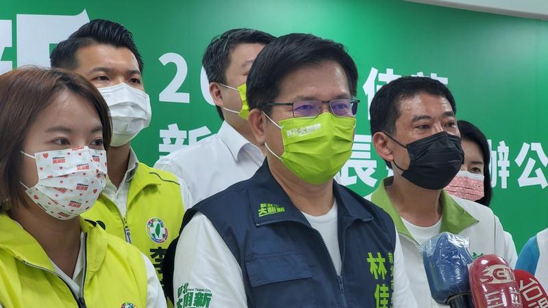 林佳龍競辦下午提告侯友宜選辦「偽造公文書」,圖為林佳龍昨日出席活動照片。中央社
