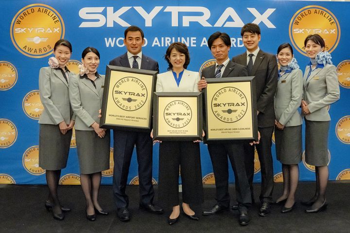 ANA榮獲SKYTRAX「2022年全球航空公司獎」三項大獎殊榮。 圖:ANA航空/提供